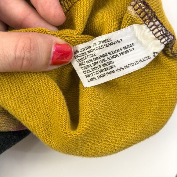 JoyLab Burgundy Yellow Black Acid Mineral Wash Activewear Cropped Sweatshirt XL - Picture 6 of 7